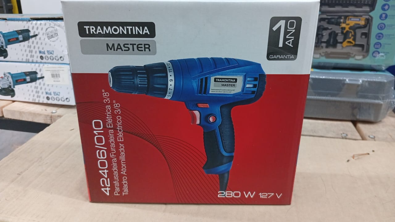 Parafusadeira e Furadeira Elétrica 280w Tramontina 127V Ou 220V - 1 Ano De Garantia