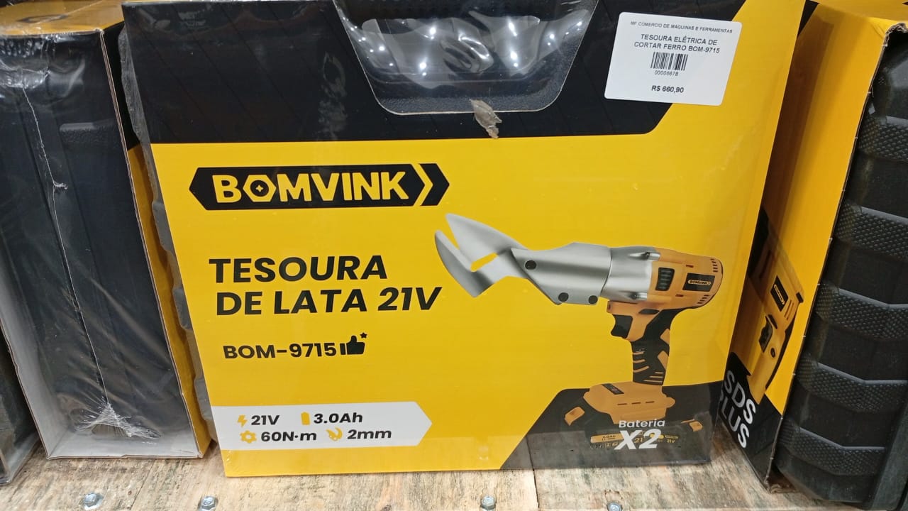 Tesoura De Lata 21v Com 2 Baterias de 3.0ah 60N De Torque Bomvink