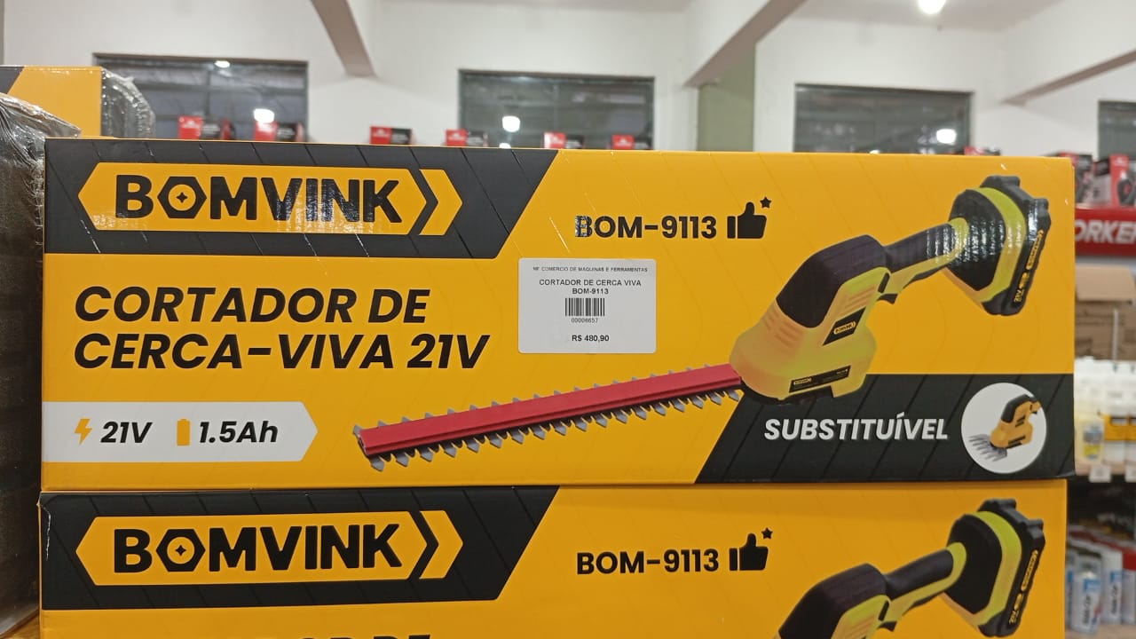 Cortador De Cerca Viva Bomvink 21v Com 2 Baterias De 21v 1.5ah Com 2 Lâminas( lâmina arbusto e lâmina de grama) Garantia da Loja (6 meses)