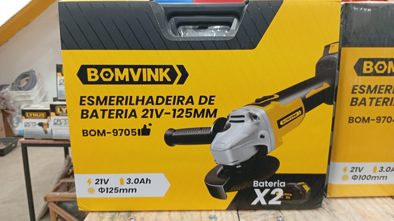 Esmerilhadeira A Bateria Bomvink Com 2 Bateria 21v de 3.0ah  125mm